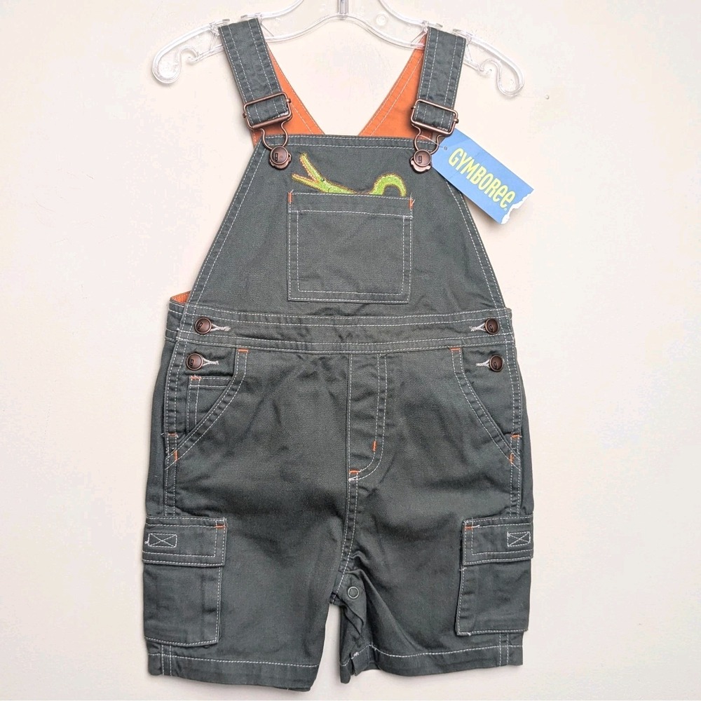 GYMBOREE VTG 2005 Alligator Green Short Overalls Shortalls 12-18 Mos New NWT